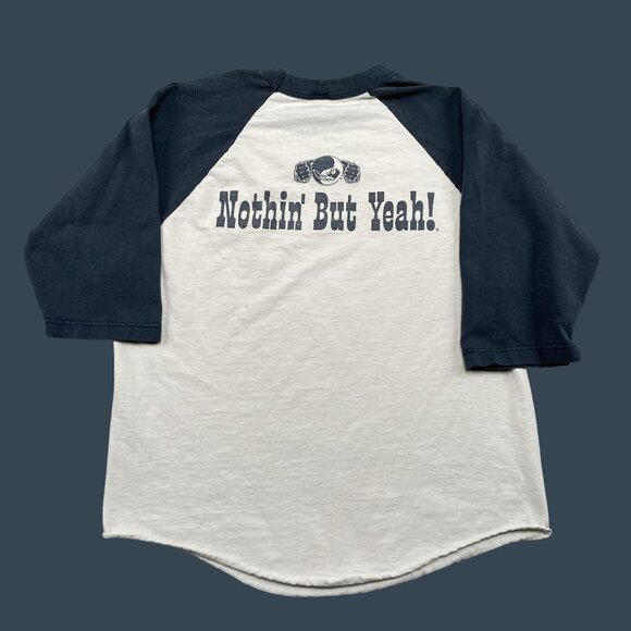 Vintage David Lee Roth Raglan Shirt Mens Large White Navy Nothin' But Yeah! - Picture 2 of 10